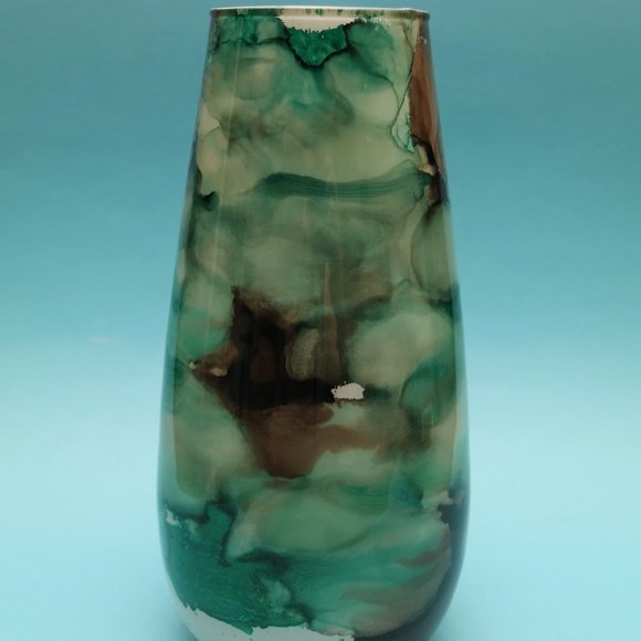 Vintage Contemporary Mottled Glass Vase | Franco of Italy Style | Marbled Vase - Picture 3 of 6